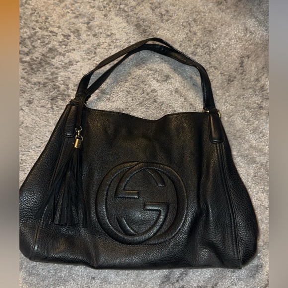 Black Leather Tote Bag - Picture 1 of 5
